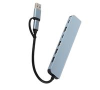 Hamwesh Hub USB C, Adaptador Multipuerto USB C 7 en 1 de Aleación de Aluminio, Hub 7 en 1 con Transmisión de Alta Velocidad Plug and Play, para Computadora Portátil, Teléfono, Tableta, Disco Duro,