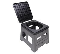 Hamwesh Inodoro Portátil, Diseño Plegable con Tapa Segura para Acampar, Pescar, Viajar, RV, Barco, Uso Doméstico (GREY)