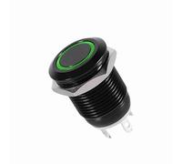 Hamwesh Interruptor de Botón Pulsador LED de 12 Mm, 2A 3VDC, Momentáneo, | Interruptor momentáneo LED, carcasa chapada en latón, terminales de clavija plateada, lámpara de anillo, carcasa negra,