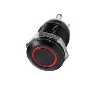 Hamwesh Interruptor de Botón Pulsador LED de 12 Mm, 2A 3VDC, Momentáneo, | Interruptor momentáneo LED, carcasa chapada en latón, terminales de clavija plateada, lámpara de anillo, carcasa negra,