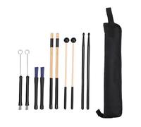 Hamwesh Juego de Baquetas, Mazo de Goma, Baquetas de bambú, Negras, Cepillos de Tambor de Nailon para Jazz, Cepillos de Tambor de Alambre, con Bolsa Colgante de Tela Oxford