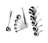 Hamwesh Juego de Cucharas y Tazas Medidoras, de Acero Inoxidable, 5 Tazas, 5 Cucharas con Abrazadera Niveladora, Medidoras Apilables para Ingredientes Líquidos Secos, Cocinar, Hornear, Apto para