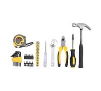 Hamwesh Juego de herramientas para el hogar de 35 piezas, Kit de herramienta automotriz y del hogar general Juego de llaves de mano pequeñas básicas Para reparaciones del garaje (8035 Amarilla)