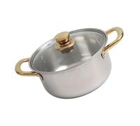 Hamwesh Juego de Utensilios de Cocina de Acero Inoxidable, Juego de Ollas y Sartenes Antiadherentes de 5 Piezas, con Asas Doradas y Tapas de Vidrio Diseñadas para Cocinar, Freír, Hervir Asar en la