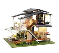 Hamwesh Kit de Casa en Miniatura, Casa de Muñecas de Bricolaje a Escala 1:24 con Luces LED, Villa de Tres Pisos, Kit de Construcción de Madera de Jardín Romántico de 360 Grados, para Adultos,