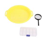 Hamwesh Kit de Lavado de Oro Juego de Bandejas de Tamizado de Oro Portátil, Bandeja de Tamiz de Malla Liviana con Herramienta de Lupa y Caja de Almacenamiento para Minería de, Prospección y Cribado