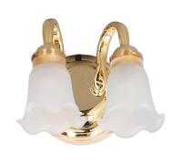 Hamwesh Lámpara de Araña de Casa de Muñecas 1:12, Lámpara de Techo en Miniatura de Tulipán LED de Doble Cabezal con Pilas, Colgante en Miniatura 1:12 con Pila de Botón CR1632 para Decoración de Casa