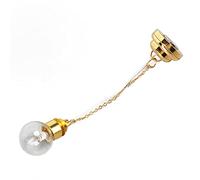 Hamwesh Lámpara de Techo para Casa de Muñecas, Escala 1:12, Acabado Dorado con Pilas, Mini Lámpara de Araña con Batería CR1632 para Decoración de Dormitorio y Sala de Estar