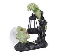 Hamwesh Linterna de Estatua de Calavera de Terror, LED con Energía Solar,