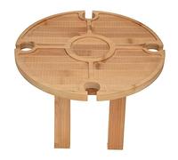 Hamwesh Mesa Plegable de Picnic con Vino, 4 Portavasos, Madera de Caucho | Bandeja portátil para refrigerios, estante para 4 copas de vino, mini tabla de embutidos, concierto para acampar en la