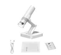 Hamwesh Microscopio Digital Inalámbrico, Microscopio de Mano con Zoom Digital 50X-1000X, Portátil con 8 Luces LED Ajustables y Soporte Plegable para Evaluación Científica de Joyas (White)