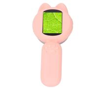 Hamwesh Microscopio para Niños, Pantalla HD IPS 8 Luces LED Zoom Digital 4X Enfoque Manual Microscopio Digital con Memoria Incorporada, de Mano con Correa de Transporte para Niños Educativos (Pink)