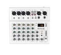 Hamwesh Mini Consola Mezcladora de 6 Canales, Mezclador de Audio Portátil con Reproductor MP3, Alimentación Fantasma de 48 V, Amplificador de Guitarra Incorporado para Podcasting, Grabación de