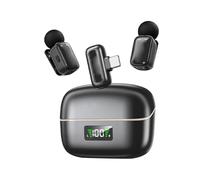 Hamwesh Mini Micrófono Lavalier Inalámbrico, AI Reducción de Ruido Cambiador de Voz Micrófono de Solapa con Estuche de Carga Tipo C, para Grabación de Video Vlog Entrevista Podcast (Albaricoque negro)