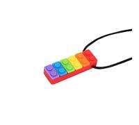 Hamwesh Mordedor de Silicona con Forma de Bloque de Construcción, Collar con Colgante para Masticar Resistente a Altas Temperaturas para Bebés, Collar Sensorial Masticable Cómodo y Seguro, Rojo