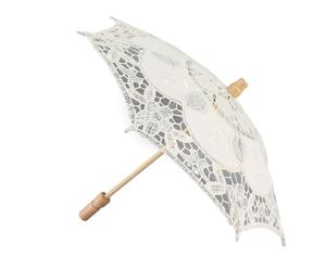 Hamwesh Paraguas de Encaje para Boda, Elegante Prima para Decoración de Celebraciones, Uso Diario u Ocasiones Especiales (Trompeta Beige)