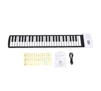 Hamwesh Piano Enrollable, Teclado de Silicona Plegable Portátil de 49 Teclas, Teclado Portátil con Batería Recargable, Piano Digital Electrónico con Cable de Datos y Pegatina para Principiantes y
