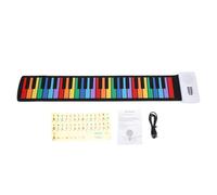 Hamwesh Piano Enrollable, Teclado de Silicona Plegable Portátil de 49 Teclas, Teclado Portátil con Batería Recargable, Piano Digital Electrónico con Cable de Datos y Pegatina para Principiantes y