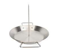 Hamwesh Pincho Vertical, Diseño de Captura de Jugo de Acero Inoxidable, Soporte para Pinchos Shawarma, Sartén Giroscópica con 2 Cepillos y 3 Púas para Tacos Al Pastor Shawarma Parrilla Al Aire Libre