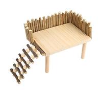 Hamwesh Plataforma de Escalada para Hámster, Parque Infantil de Madera Hecho a Mano, Casa de Madera con Escalera de Escalada y Valla de Seguridad para Ratón, Hámster Enano, Jerbo, Rata, Planeador de