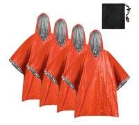 Hamwesh Poncho de Lluvia de Emergencia, Reflectante de Retención de Calor, Resistente Al Viento, Impermeable, Poncho de Lluvia para Exteriores, de con Capucha y Bolsa de Almacenamiento de Silbato