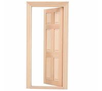Hamwesh Puerta de Casa de Muñecas a Escala 1:12, Marco de 1,7 Cm de Profundidad, Madera de Abedul sin Tratar, Puerta en Miniatura de Madera Maciza sin Pintar, Kit de Artesanal con Textura Auténtica