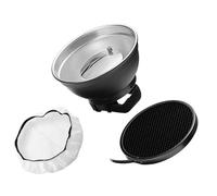 Hamwesh Reflector de 15 Cm/5,9 Pulgadas, Difusor de Plato con Pantalla de Lámpara con Diseño de Gancho y Bucle, Rejilla de Panal Apta para Luz de Flash, Incluye Paño Difusor, Cuerpo