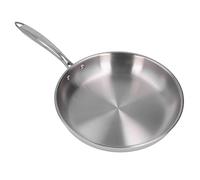 Hamwesh Sartén de Acero Inoxidable, Sartén de Acero Inoxidable con Fondo de Triple Capa, Comercial con Ergonómico para Dorar Huevos Revueltos y Verduras (28CM)
