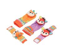 Hamwesh Sonajero de Muñeca para bebé, Juego de Calcetines con 5 Diseños de Animales Pequeños, Juguetes Sensoriales Suaves con Pulseras Ajustables y Calcetines Antideslizantes para Recién Nacidos de