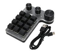 Hamwesh Teclado con una Mano, 12 Teclas, Eje Rojo, Mini Teclado Mecánico Portátil USB BT de Modo Dual Programable, para Juegos con 3 Perillas de Ajuste para Office Gaming Music