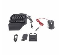 Hamwesh Teclado para Juegos, 35 Teclas USB RGB 5.0 Puertos USB Duales Plug and Play Sin Conflicto Teclado para Juegos con una Sola Mano, Combinación de y Mouse para con Convertidor Reposamuñecas