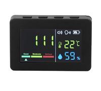 Hamwesh Termómetro Interior de Higrómetro Digital, Temperatura de Visualización LCD y Medidor de Humedad con Alarma y Modo de Voz para el Trabajo de Automóvil Al Aire Libre en el Hogar (BLACK)
