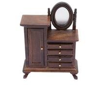 Hamwesh Tocador en Miniatura para Casa de Muñecas, Tocador de Madera Vintage a Escala 1:16 con Cajón de Almacenamiento para Decoración de Casa de Muñecas y Habitaciones en Miniatura