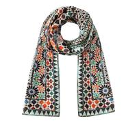 Hamzah Chal de Seda Natural para Mujer - Pañuelo Largo 180x65 cm con Estampado Inspirado en Arte Mudéjar, Accesorio Elegante para Cuello, Hombros o Cabeza, Ideal como Regalo