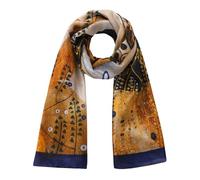 Hamzah Fular de Seda Natural Estampado - Pañuelo 180x65 cm Diseñado en España, Inspirado en Arte de Gustav Klimt (Eudora)