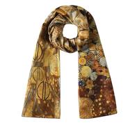 Hamzah Fular de Seda Natural Estampado - Pañuelo 180x65 cm Diseñado en España, Inspirado en Arte de Gustav Klimt (Lavinia)