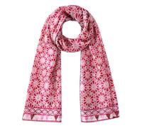 Hamzah Pañuelo de Seda Natural para Cuello - 180x65 cm con Terminaciones Cosidas a Mano, Estampado Geométrico Mudéjar (Zellige Rosa)