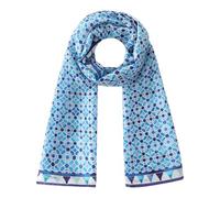 Hamzah Pañuelo de Seda Natural para Cuello - 180x65 cm con Terminaciones Cosidas a Mano, Estampado Geométrico Mudéjar (Alcázar)