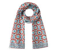 Hamzah Pañuelo de Seda Natural para Cuello - 180x65 cm con Terminaciones Cosidas a Mano, Estampado Geométrico Mudéjar (Fátima Marrón)