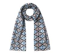 Hamzah Pañuelo para el Cuello de Seda Natural - Fular Grande 180x65 cm con Estampado Geométrico, Cosido a Mano, Accesorio Elegante Unisex de Inspiración Mudéjar (Suhail V3)