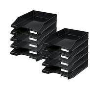 HAN 10x Bandejas clásicas negras para documentos A4/C4, apilables