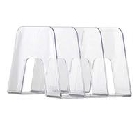 Han 16200-23 Sorter - Revistero vertical (extra-resistente, 3 compartimentos, acabado brillante), color transparente