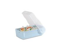HAN 1x Caja para tarjetas didácticas CROCO azul pastel DIN A8 500 tarjetas | Fabricado en Alemania, DIN A8, 5 compartimentos, aprendizaje de vocabulario, 100 tarjetas, rayadas, 97x191x67 mm, separador