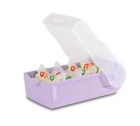 HAN 1x Caja para tarjetas didácticas CROCO lila pastel DIN A7 900 tarjetas | Fabricado en Alemania, DIN A7, aprendizaje de vocabulario, 100 tarjetas, rayadas, 121x246x85 mm, separador