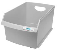 HAN 1x Papelera apilable gris claro de 25 litros con etiqueta 290x446x295 | Fabricado en Alemania, 290x446x295 mm, papelera, contenedor de basura, cesto de residuos, oficina, cocina, apilable