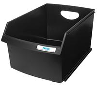 HAN 1x Papelera negra, 25 litros, apilable, con etiquetas, 290x446x295 mm | Fabricado en Alemania, 290x446x295 mm, papelera, contenedor de basura, cesto de residuos, oficina, cocina, apilable