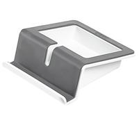 HAN 1x Soporte para tablet, gris oscuro/blanco, con agarre suave y | Fabricado en Alemania, formato vertical y horizontal, 100x114x40 mm, carcasa interior, agarre suave, soporte para tablet