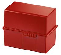 HAN 977-17 - Caja para tarjetas (DIN A7, horizontal, para 300 tarjetas, con bisagra de acero), color rojo