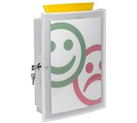 HAN Caja de colección IMAGEIN con puerta transparente con cerradura y motivo reemplazable, urna, urna de donaciones, urna de lotería, caja de acción, para montaje en pared o independiente con pies, 4102-11, gris claro