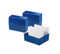 HAN Caja para fichas DIN A5 horizontal para 450 tarjetas con bisagra de acero, color azul